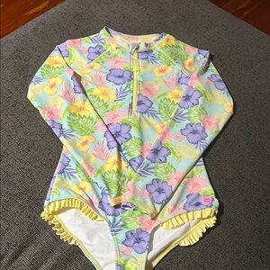 Ruffle Butts Pastel Floral blooming hibiscus Rashguard